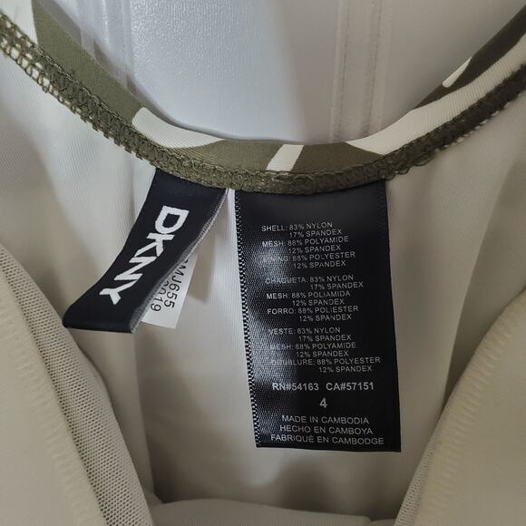 DKNY Olive Green Draped Wrap Tummy-Control One-Piece Swimsuit Size 4 NWT Swim - Picture 8 of 9